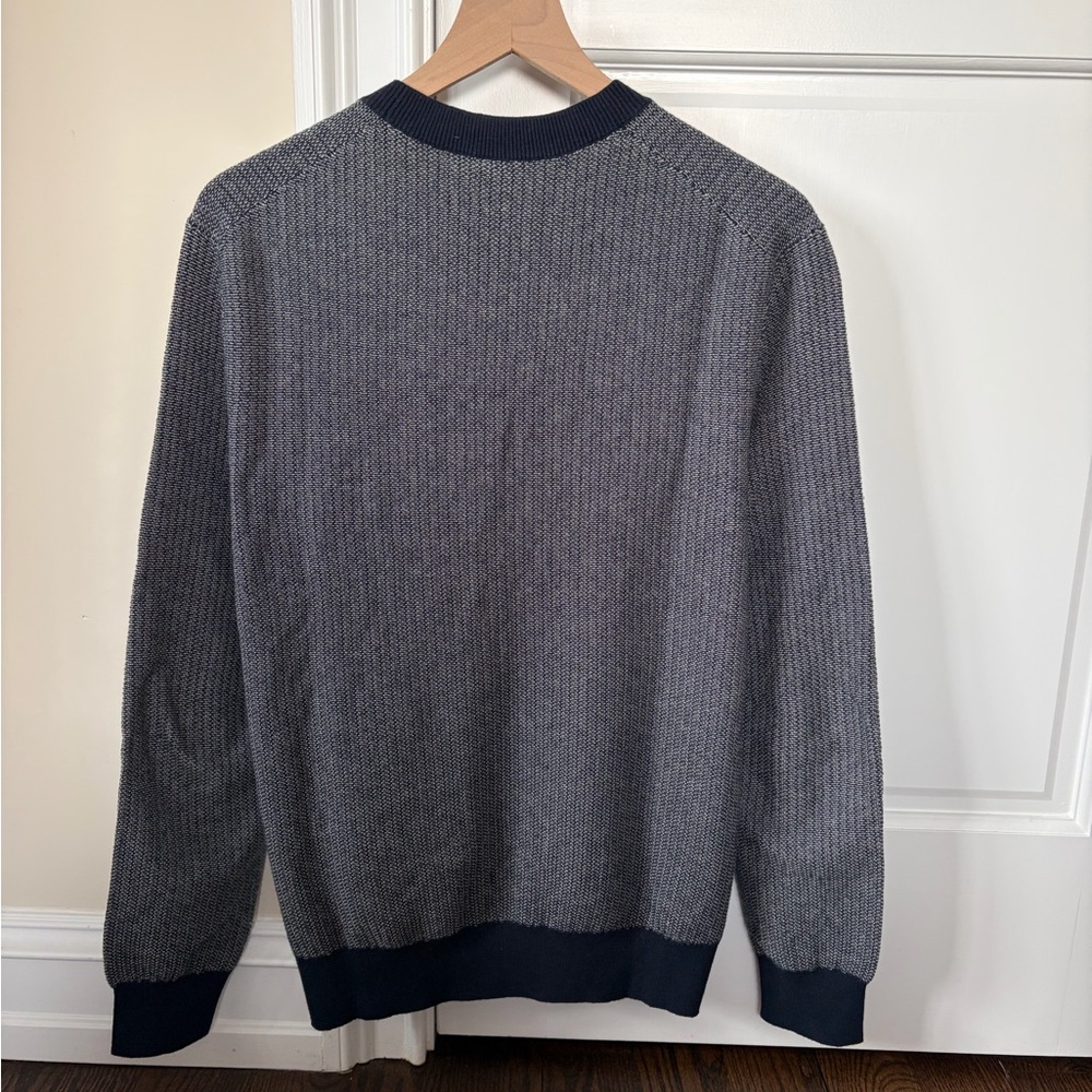 Club Monaco Men's Navy Mesh Crewneck Contrast Sweater - Picture 4 of 4